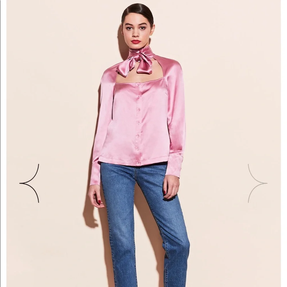 Fleur du Mal pink silk blouse, size 4 - Picture 7 of 11